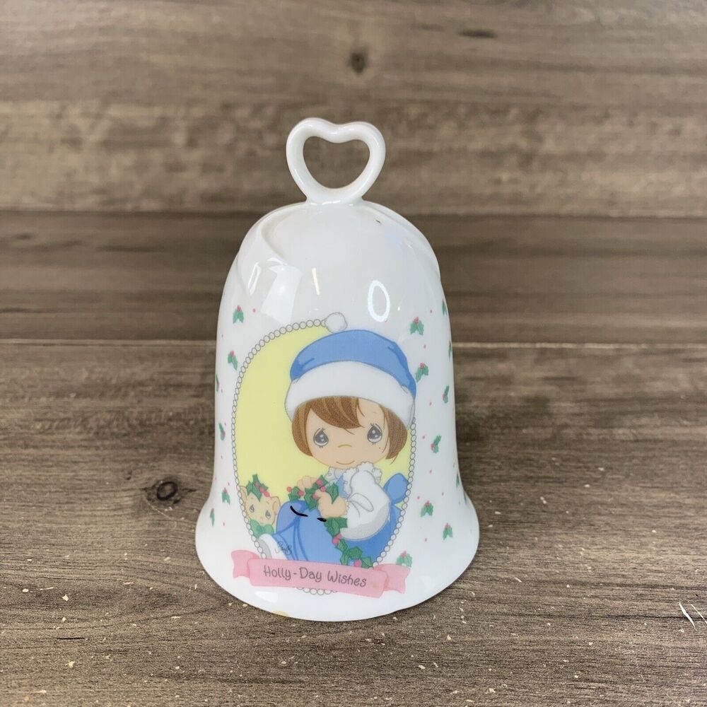 Vintage Precious Moments Holiday Wishes Christmas Tree Bell Ornament 1997
